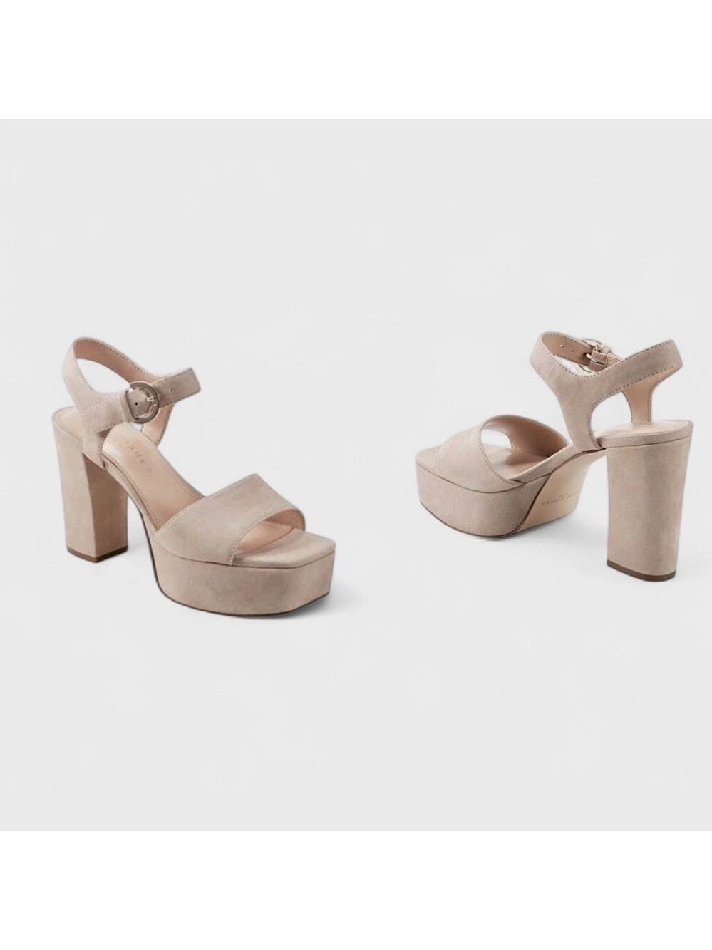 Marc Fisher LTD Cinthia Platform Sandals Women’s 8.5 Light Beige Suede NWT - Picture 2 of 15
